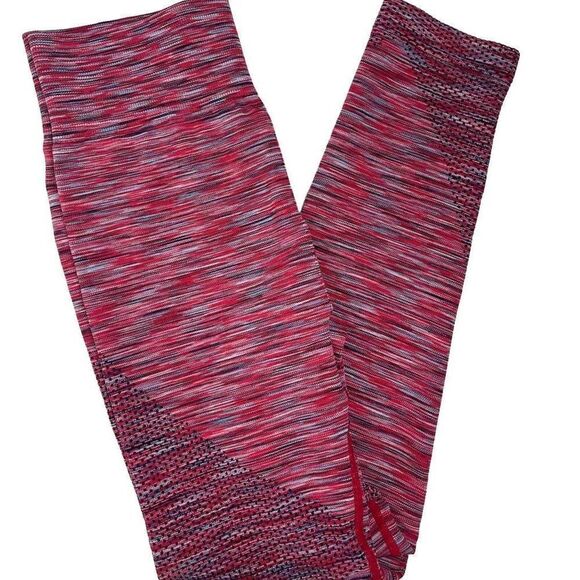 aerie Pants - Aerie Chill Play Move Red Blue High Waist Spacedye Seamless Leggings Size Small‎